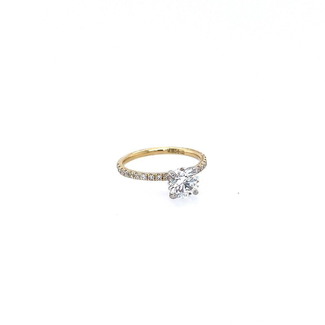 BAGUE OR JAUNE 14KT, DIAM.LAB.1 CARAT